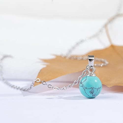 Natural Jade Necklace for Women Sterling Silver Adjustable Handmade Green Jade Pendant Necklaces Healing Crystal Necklace Good Luck Gift for Her - style: Turquoise Necklace