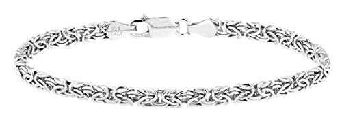 Miabella Italian 925 Sterling Silver 4mm Byzantine Anklet for Women | Ankle Bracelet, 18K Gold Plated Option, Fine Jewelry, Made in Italy - color: sterling silver, size: Length 9 Inches (Small)