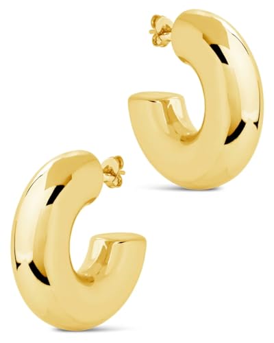 CONRAN KREMIX Waterproof Chunky Gold Hoops Earrings for Women Non Tarnish, Thick Gold Plated Circle Open Hoop,Lightweight Hollow Earrings Trendy - color: 30MM-Gold