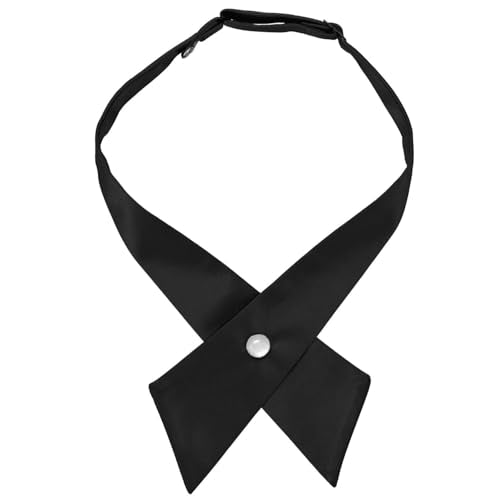 tiemart Crossover Tie - color: Black - Pearl Snap