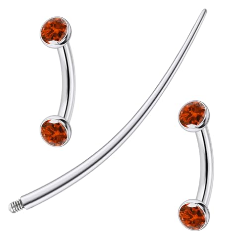 F136 Titanium 16g 6/8/10mm Eyebrow/Rook/Snug/Vertical-Labret/VCH/Snake-Eyes/Anti-Tragus/Christina/Daith/Belly-Button/Bridge/Hood/Surface Curved Barbell Piercing Jewelry for Women Men - color: Orange, size: 6 mm (1/4 in)