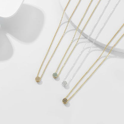 Valloey Rover Gold Necklaces for Women | Dainty 14K Gold/Sterling Silver Plated Cubic Zirconia Star Moon Pendant Necklaces Twist Rope Chain Simple Jewelry for Women - style: CZ-dot