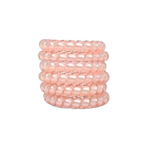 Lindo Large Swirlydo Coil Hair Ties (Pearl Pink, 6 Pack) | Premium Waterproof Coil Hair Ties, No Pony Line, No Headaches, No Slip, Strong Gentle Accessory for Women, Multi-colored - color: Pearl Pink (6Pcs)