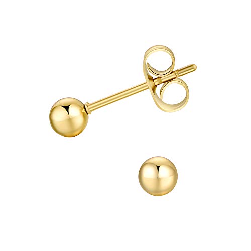FOSIR 6 Pair Tiny Women 14K Gold Plated Ball Stud Earrings Surgical Stainless Steel Earrings Set, 2-6MM - style: 6 pair diameter,4mm