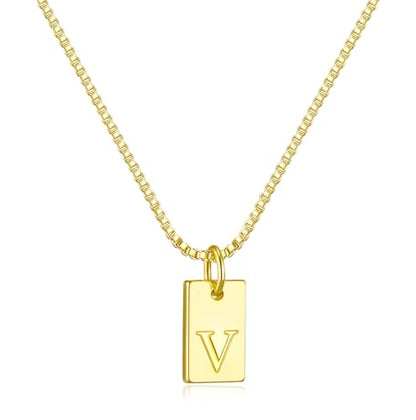 Initial Necklaces for Women 14K Gold Plated Letter Necklace Dainty Waterproof Pendant Necklace Personalized Gifts Trendy Gold Jewelry - color: V