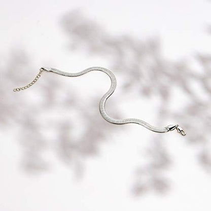 PAVOI 14K Gold Plated Chain Anklets for Women - Minimalist Link Chain Ankle Bracelet - Dainty Gold Anklets for Women - Trendy Summer Beach Jewelry Gifts - Snake, Figaro, Mariner, Paperclip, Beaded - style: Snake-L