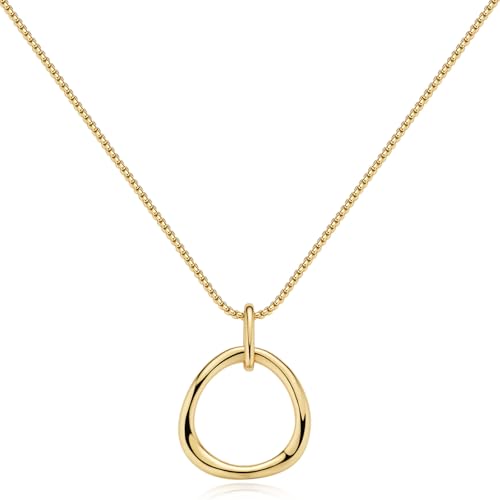 COBI T Bar Necklace for Women, Circle Pendant Necklaces,Gold Tone Finished Four Leaf Clover | Link Chain Necklace with T-Bar Charm, Adjustable 17"/18"+2" Jewelry Gift - color: Gold, style: Karma