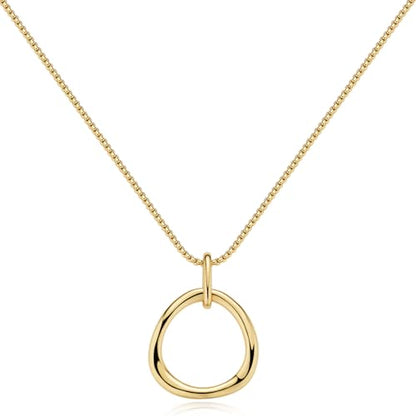 COBI T Bar Necklace for Women, Circle Pendant Necklaces,Gold Tone Finished Four Leaf Clover | Link Chain Necklace with T-Bar Charm, Adjustable 17"/18"+2" Jewelry Gift - color: Gold, style: Karma