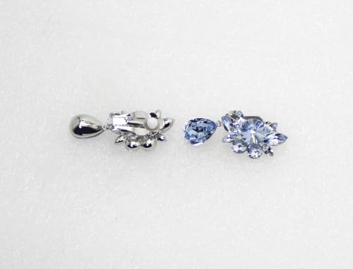 Faship Statement Dangling Floral Clip On Earrings For Women - color: Light Blue