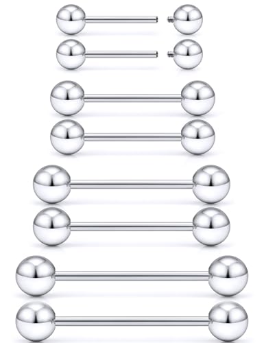 16G 14G 12G Nipple Piercings Tongue Rings Externally/Internally Threaded Hypoallergenic 316L Surgical Steel Nipple Tongue Barbell Piercing Jewelry for Women Men 12mm 14mm 16mm 19mm 22mm - color: 14G/Internally Threaded/12mm-18mm Bars/5mm Balls