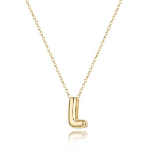 Initial Necklaces for Women Bubble Gold Silver Letter Necklace Dainty Personalized Charm Pendant Name Necklace Cute Non Tarnish Fashion Accessories Teen Gift Trendy Stuff Jewelry Gifts - color: Gold, style: L
