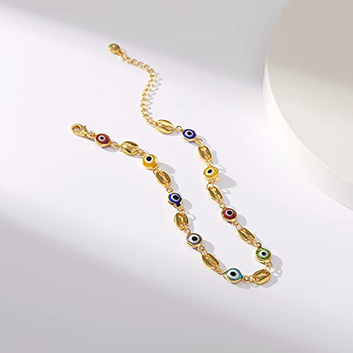 Ankle Bracelets for Women 18K Gold Plated Anklet for Women Gold Charm Anklet Waterproof Summer Beach Foot Chain Jewelry Gifts - style: Evil Eye and Pig Nose