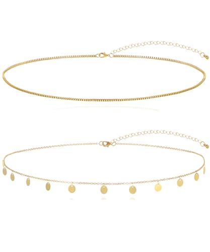 2Pcs Waist Chain 18K Gold Plated Belly Chain Coin Sequin Satellite Beaded Snake Box Chain Layered Body Chain Sexy Bikini Summer Beach Body Jewelry Accessories for Women Adjustable - style: coin chain