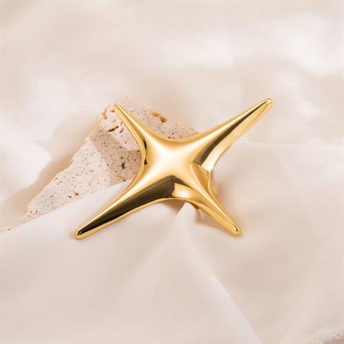 Star Brooch Pin for Women Men Polished Stainless Steel Fashion Simple Brooches Lapel Pins Unique Hat Bag Dress Accessories Christmas Festival Holiday Birthday Party Jewelry Unisex Gift