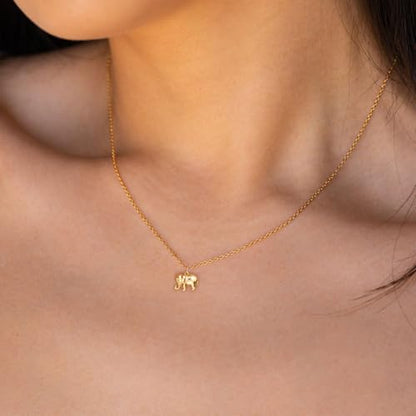 HANLI 14K Gold Plated Necklaces for Women - Dainty Butterfly, Star of David, Moon and Star, Sun, Lotus, Infinity, Hummingbird, Bee,Boots,Chill,Sunflower Pendant Designs - Elegant Jewelry for Women - color: Elephant-necklace