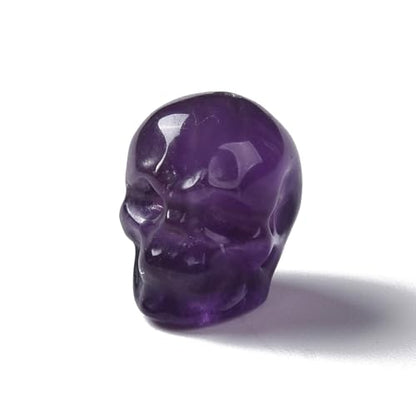 Elecrelive 5Pcs Gemstone Carved Skull Beads Amethyst Stone Skeleton Head Purple Crystal Beads for Halloween Necklace Bracelets Earrings Jewelry Making - color: Purple