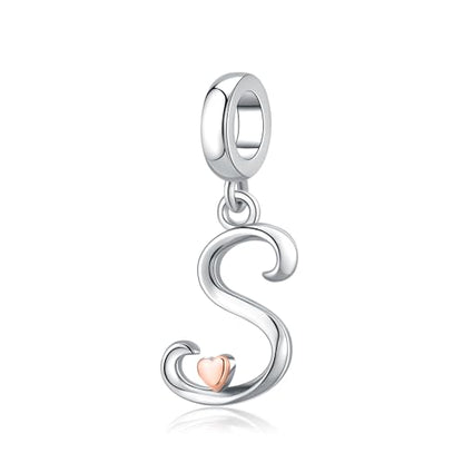 Letter Charms for Pandora Bracelets 925 Sterling Silver Alphabet Initial Charms Bead Jewelry Gift for Women - style: Initial S