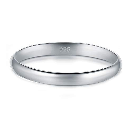 BORUO 925 Sterling Silver Ring| 14K Gold Plated Waterproof Stacking Rings| Plain Dome Tarnish Resistant Comfort Fit Wedding Band Gifts for Special Occasions 1.5mm 2mm 3mm Band Size 4-12