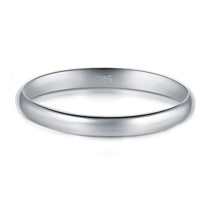 BORUO 925 Sterling Silver Ring| 14K Gold Plated Waterproof Stacking Rings| Plain Dome Tarnish Resistant Comfort Fit Wedding Band Gifts for Special Occasions 1.5mm 2mm 3mm Band Size 4-12