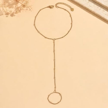 Dainty Gold Adjustable Barefoot Anklet Jewelry for Vacation Wear - color: Satellite-GD