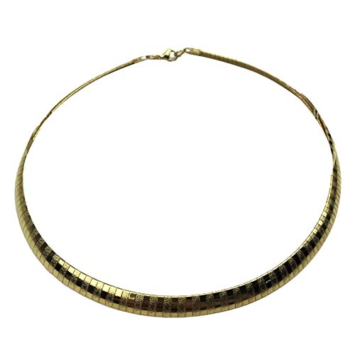 JAJAFOOK 4/6/8 MM Width Snake Bone Chain Stainless Steel Slash Wavy Flat Omega Collar Necklace - color: 8mm Gold