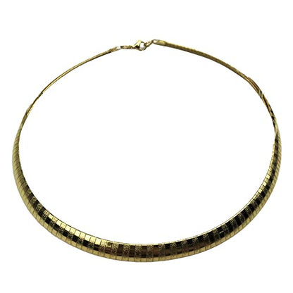 JAJAFOOK 4/6/8 MM Width Snake Bone Chain Stainless Steel Slash Wavy Flat Omega Collar Necklace - color: 8mm Gold