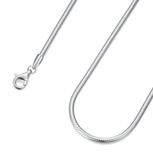 Snake Chain Sterling Silver Round Snake Chain Necklace for Men 1mm 1.5mm 2mm 2.5mm 3mm Flexible Italian Chain for Men Women - size: 22", style: Width: 1.5mm
