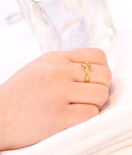 MYNENEY Pointed Classical Promise Ring Stainless Steel Thin Ring For Women - color: Open Twist-Gold, size: 10