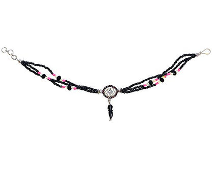 Mia Jewel Shop Dream Catcher Feather Charm Dangle Seed Beaded Multi Strand Anklet - Womens Southwest Fashion Handmade Jewelry Boho Accessories - color: Black/Beige/Salmon-Pink