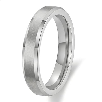 Stainless Steel Wedding Band Ring For Men Women | Sandblasted matte finish, 4mm/6mm/8mm widths, steel/black/gold-tone colors, everyday wear, wedding - color: Matte-4mm-Silver