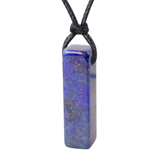 FANASY Natural Gemstone Pendant Necklace for Men Healing Crystal Pendant Adjustable Black Rope Necklace Jewelry Gifts for Women Men - color: Lapis Lazuli