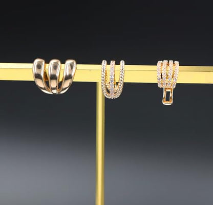 Rnivida 14K Gold Plated Ear Cuffs Single and Multi Band Earring Non Piercing,Various Styles Ear Wraps Earring,3Pcs,5Pcs - color: Gold-3Pcs
