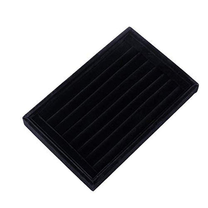 7 Slots Velvet Ring Earrings Studs Tray Showcase Display Jewelry Organizer Insert Tray for Accessory Storage