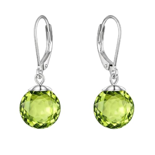 Pearl Leverback Earrings for Women Dangle Round Gemstone Earrings Birthstone Jewelry Gift Anniversary for Her - color: 08 August birthstone