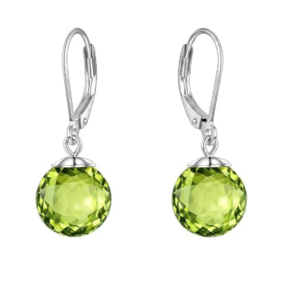 Pearl Leverback Earrings for Women Dangle Round Gemstone Earrings Birthstone Jewelry Gift Anniversary for Her - color: 08 August birthstone