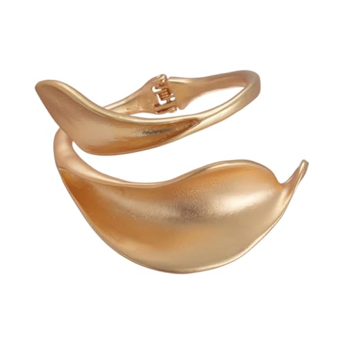 Chunky Cuff Bracelets for Women Leaf Gold Statement Bangle Bracelets Exaggerate Hammered Open Bangles Jewelry - color: Gold