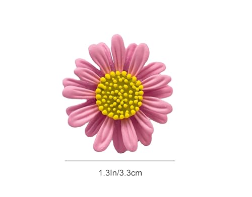 6 Pcs Daisy Flower Brooches, Sunflower Lapel Pins, Sun Flower Brooches, Floral Lapel Pins for Women Fashion Jewelry Accessories - color: Pink