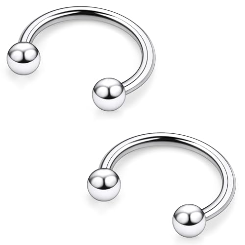 20G 18G 16G 14G 12G Horseshoe Nose Ring Titanium Septum Rings Piercing Jewelry Cartilage Conch Helix Rook Lip Tragus Earring Hoop Eyebrow Retainer For Women Men 6mm 8mm 10mm 12mm 14mm 16mm 19mm - size: Ball: 16G - 12MM