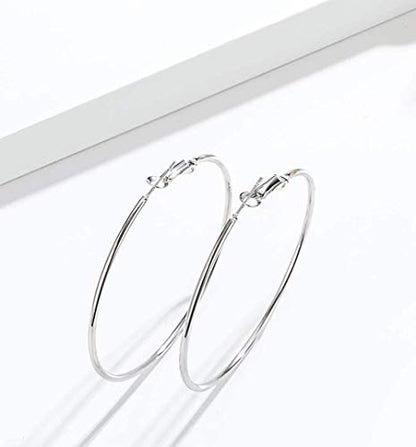VONALA 925 Sterling Silver Circle Endless Hoop Earrings - Jewellery for Women - size: 35mm
