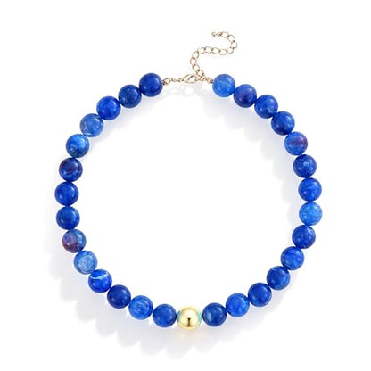 Colorful Chunky Beaded Necklaces for Women Multicolor Large Round Resin Beads Collar Necklace Boho Trendy Statement Chokers Y2K Summer Beach Jewelry - color: Deep Blue