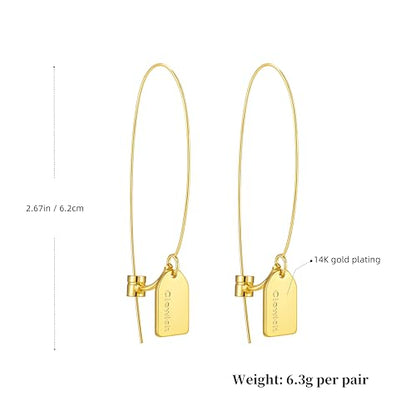Dangle Flower Gold Earrings for Women, Trendy Statement Hoop Earrings, Gold Floral Drop Earrings Jewelry for Gifts - color: 14K gold plating