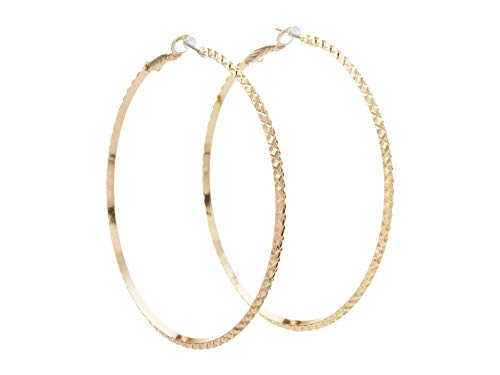 GUESS "Basic" Gold Large Diamond Cut Hoop Earrings