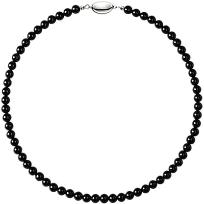 SukAmi 4-10mm Pearl Choker Men Black Pearl Necklace Women Faux Pearl Necklaces 45CM - size: 4mm