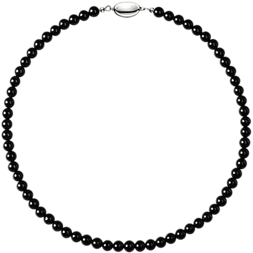 SukAmi 4-10mm Pearl Choker Men Black Pearl Necklace Women Faux Pearl Necklaces 45CM - size: 4mm