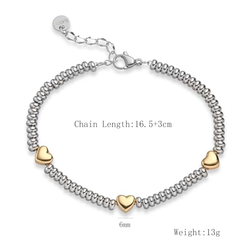 316L Stainless Steel Heart Star Charm Bracelets For Women Romantic Gift Daily Wear Casual Jewelry - color: gold heart