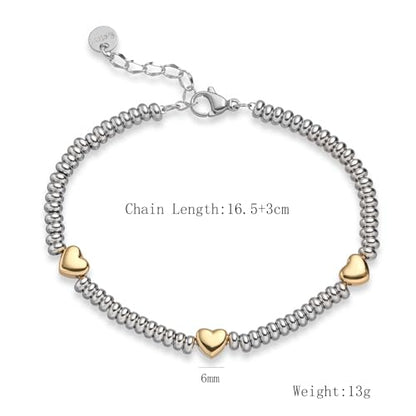 316L Stainless Steel Heart Star Charm Bracelets For Women Romantic Gift Daily Wear Casual Jewelry - color: gold heart