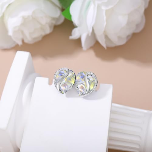 Butterfly Heart Birthstone Crystal Stud Earrings for Women S925 Sterling Silver Heart Birthstone Studs Birthday Gifts for Wife Mother Daughter Girlfriend Mom - color: 04-April