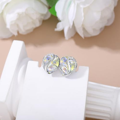 Butterfly Heart Birthstone Crystal Stud Earrings for Women S925 Sterling Silver Heart Birthstone Studs Birthday Gifts for Wife Mother Daughter Girlfriend Mom - color: 04-April