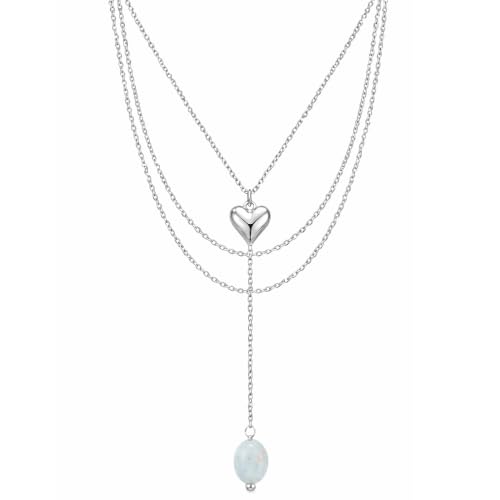 Mchic Gold Necklace for Women Dainty Long Lariat Necklace 18K Gold/Silver Plated Y-Shaped Pendant Necklaces Minimalist Layered Drop Necklaces Trendy Jewelry Gift - color: Silver2