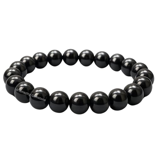 Amazing Gemstone Black Tourmaline Crystal Bracelet for Women Men's Gifts - Protection Healing Crystal Bracelet - 8mm Gemstone Beaded Stretchable Bracelet Pulseras Para Hombres Mujer Stocking Stuffers Mothers Day Gift - color: Black Tourmaline